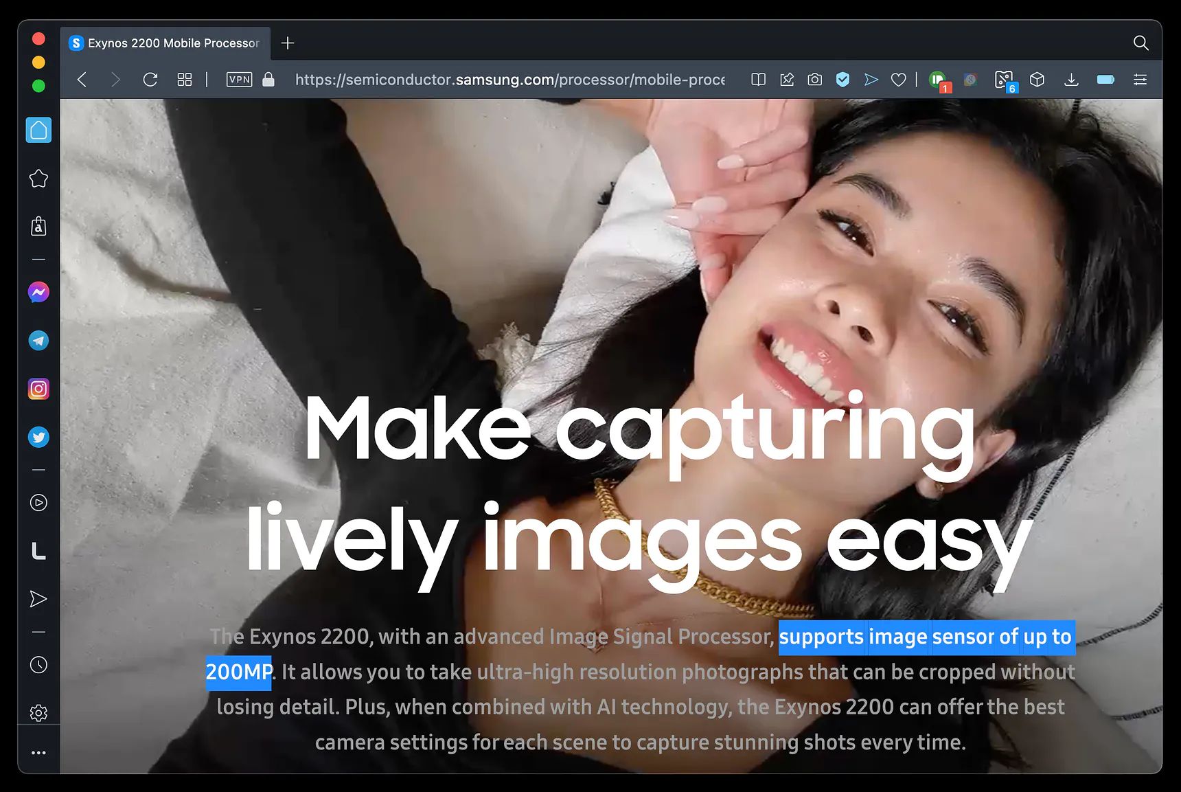 Samsung chwali się, że Exynos 2200 obsługuje aparaty 200 Mpix, choć Galaxy S22 takiej kamery nie ma