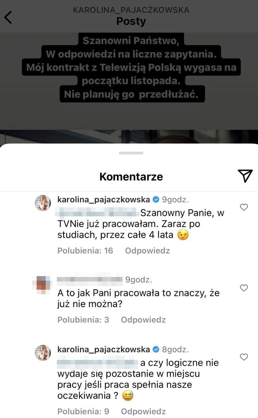 Karolina Pajączkowska odpowiada na komentarze