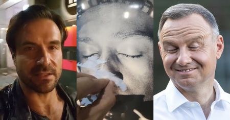 Piotr Stramowski przemierza Warszawę, zdrapując napisy z plakatów "Zielonej granicy" i uderza w Andrzeja Dudę: "WSTYD, panie prezydencie!"
