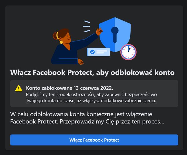Ostrzeżenie Facebook Protect