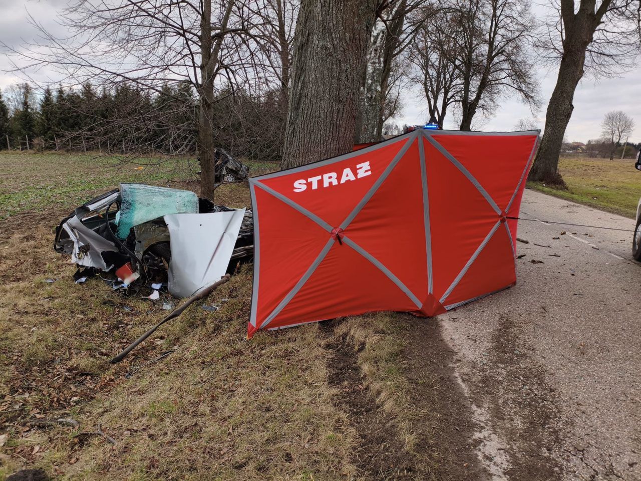 Honda roztrzaskała się na drzewie. Młody kierowca nie żyje