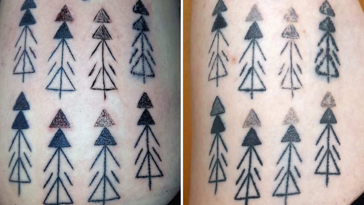 Tatuaże wykonane różnymi metodami i materiałami na ciele artysty. Takie same miał "człowiek lodu"