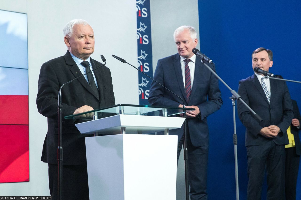 Zjednoczona Prawica. Jarosław Kaczyński oraz koalicjanci podczas konferencji prasowej (zdj. ach.)