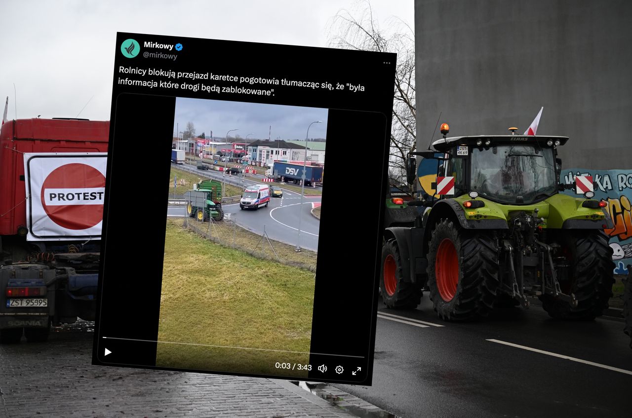 Rolnicy nie przepuścili karetki. Jest nagranie w sieci