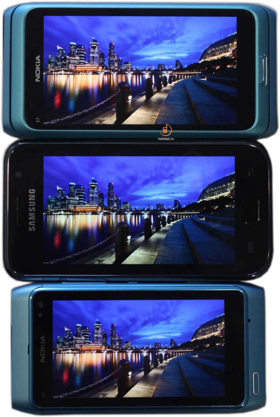 Nokia E7, Samsung Galaxy S i Nokia N8 - porównanie wyświetlaczy 2
