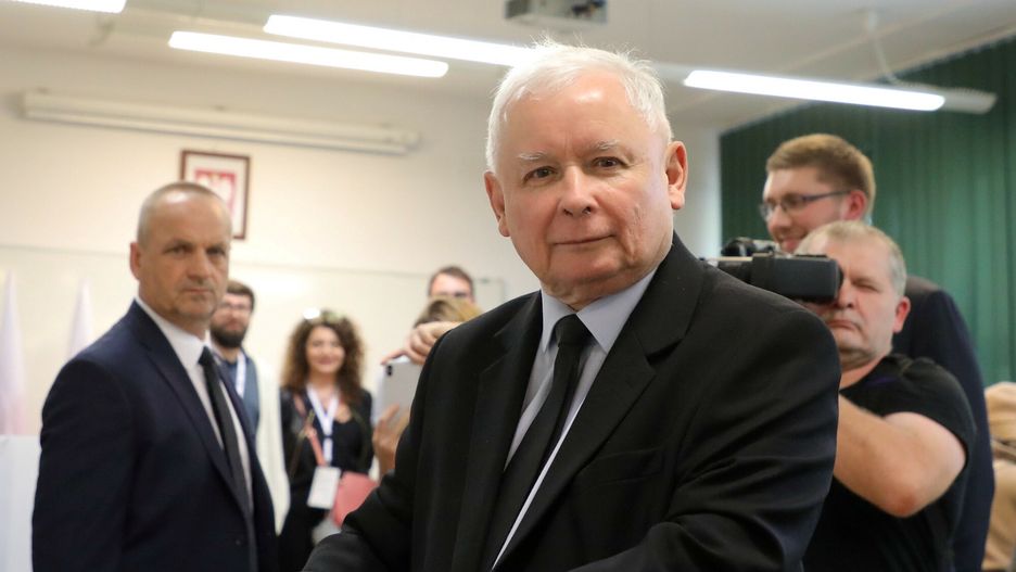 Jarosław Kaczyński podczas głosowania