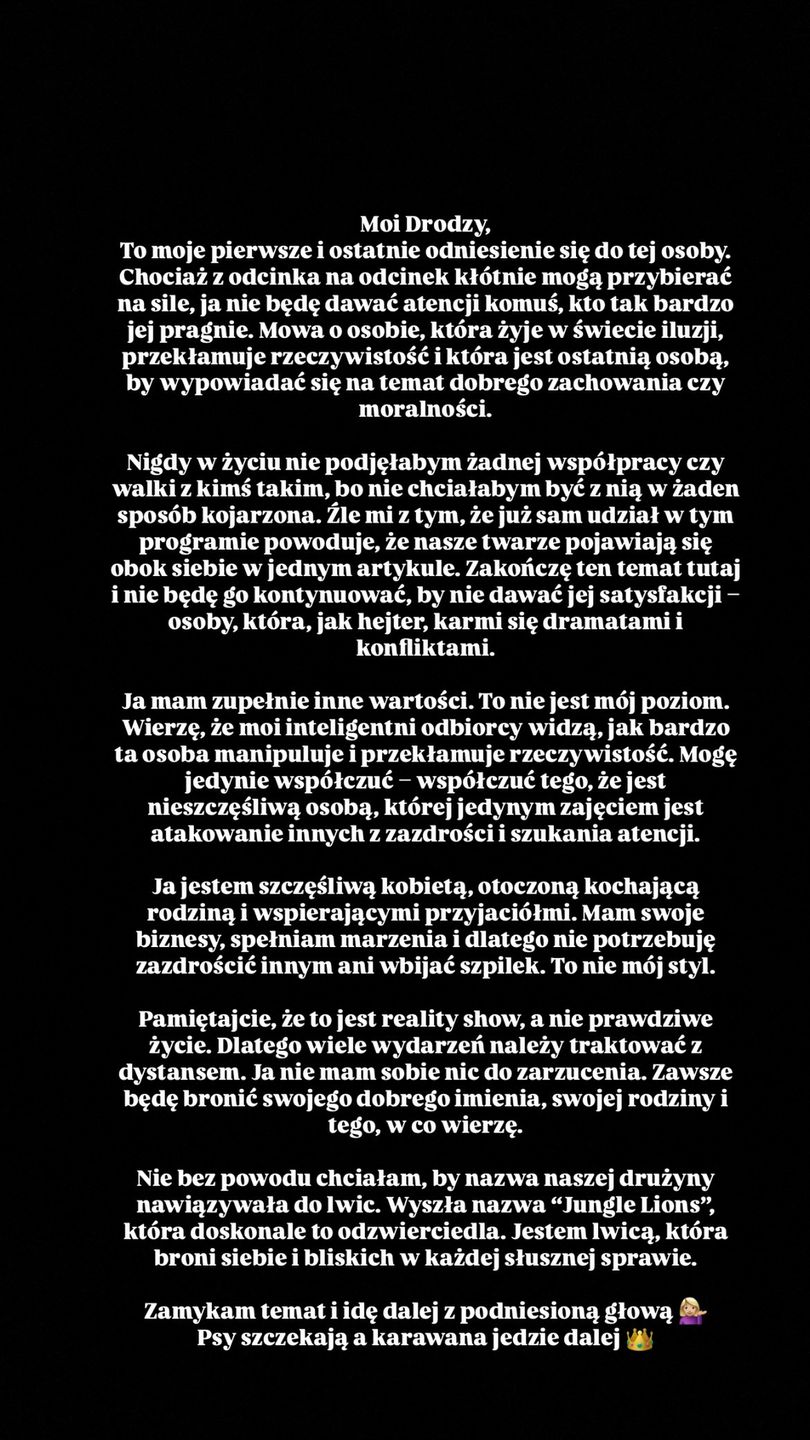 Eliza Trybała odpowiada Mariannie Schreiber