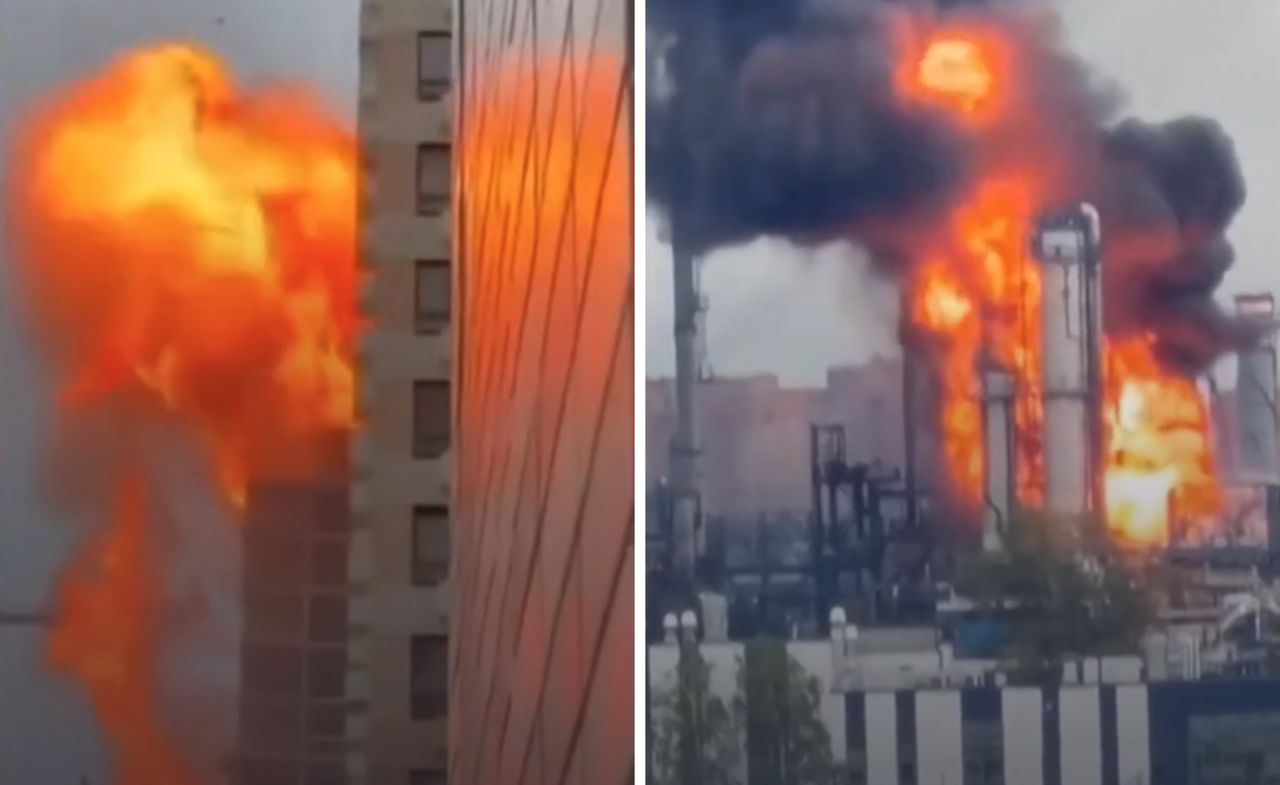 Słupy ognia w Moskwie. Zmasowane ataki dronów w Rosji