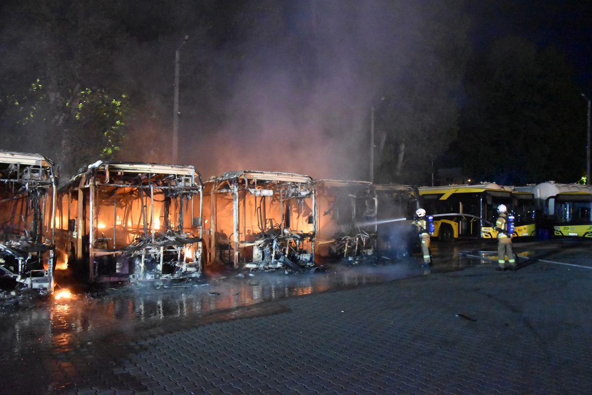 Pożar autobusów w Bytomiu