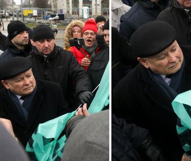 Incydent na miesięcznicy smoleńskiej. Prezes PiS wyrwał baner