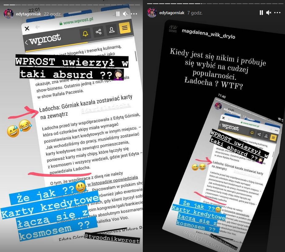 Edyta Góniak dogryza Darii Ładosze