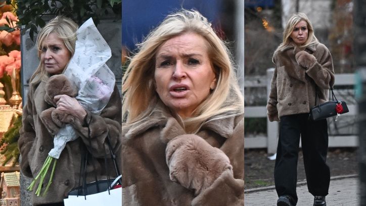 Monika Olejnik w futrze zmaga się z mroźnym wiatrem
