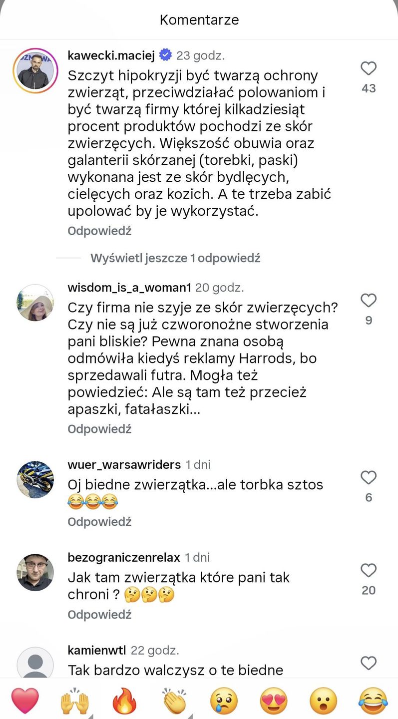 fot. screen z usuniętym komentarzem Macieja Kaweckiego