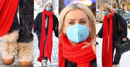 Agnieszka Woźniak-Starak walczy z mrozem w TRZYMETROWYM SZALIKU i włochatych butach (ZDJĘCIA)