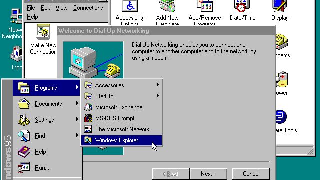 Windows 95 miał zapewnić wygodny dostęp do Internetu