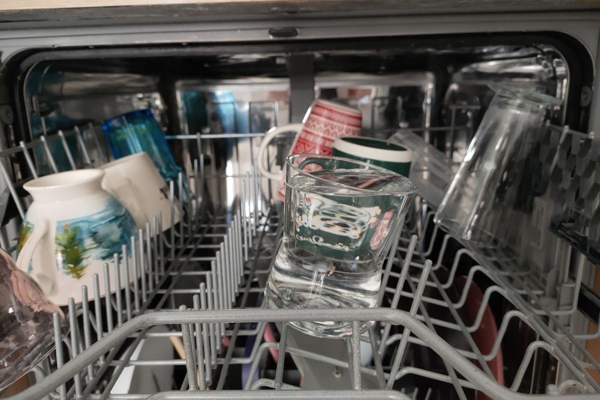 Place in the dishwasher. Dishes will shine with cleanliness.