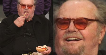 Dorodny Jack Nicholson zagryza hamburgera frytkami na meczu koszykówki (FOTO)