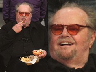 Dorodny Jack Nicholson zagryza hamburgera frytkami na meczu koszykówki (FOTO)