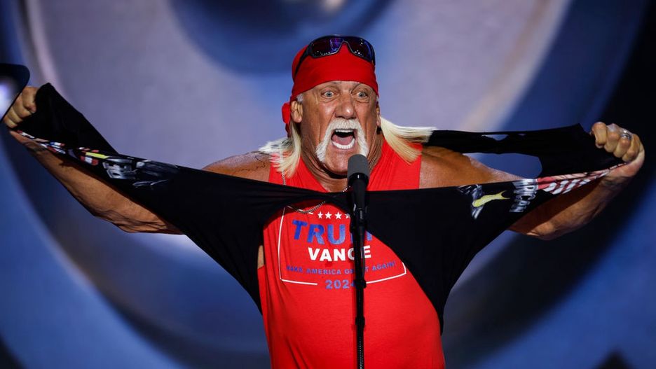 2024 Republican National Convention: Day 4
MILWAUKEE, WISCONSIN - JULY 18: Professional entertainer and wrestler Hulk Hogan rips his shirt as he speaks on stage on the fourth day of the Republican National Convention at the Fiserv Forum on July 18, 2024 in Milwaukee, Wisconsin. Delegates, politicians, and the Republican faithful are in Milwaukee for the annual convention, concluding with former President Donald Trump accepting his party's presidential nomination. The RNC takes place from July 15-18. (Photo by Chip Somodevilla/Getty Images)
Chip Somodevilla
bestof, topix