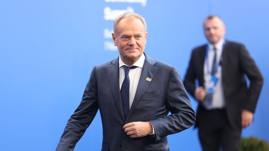 BUDAPEST, HUNGARY - NOVEMBER 7:  Prime Minister of Poland Donald Tusk arrives for the European Political Community summit at Puskas Arena on November 7, 2024 in Budapest, Hungary. This is the fifth meeting of the EPC, which was created in 2022 and brings together leaders from the 27 European Union countries and 20 others. (Photo by Janos Kummer/Getty Images)