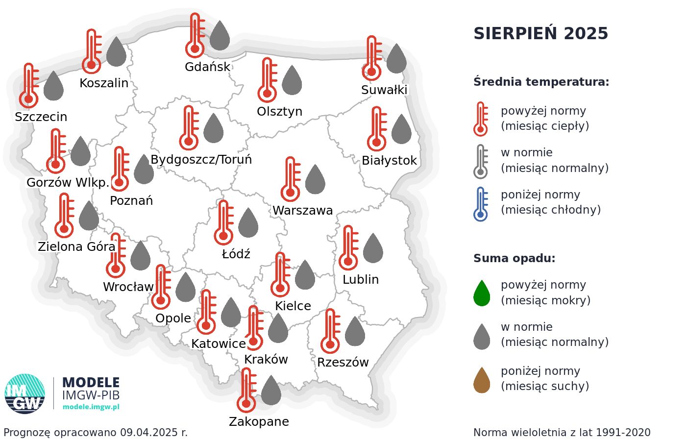 Prognozowana prognoza długoterminowa na sierpień.