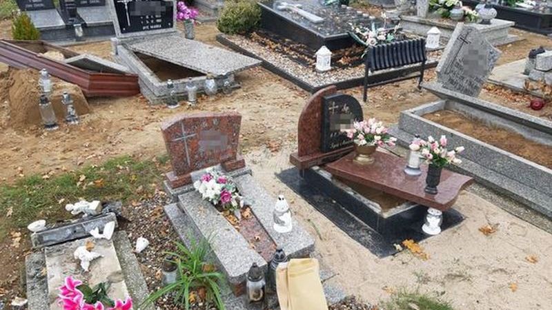 Góra. Zniszczył kilkadziesiąt nagrobków. 34-latek w rękach policji