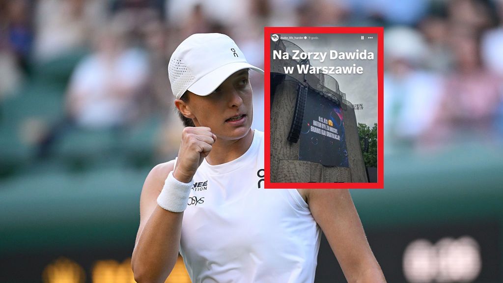 Getty Images / Hannah Peters / Na zdjęciu: Iga Świątek, w ramce zdjęcie z koncertu Dawida Podsiadło (fot. Instagram/make_life_harder)