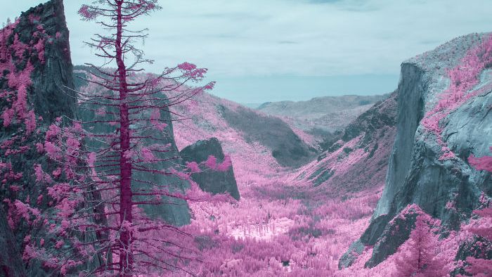 Park narodowy Yosemite wygląda w podczerwieni jak cukierkowa kraina bajek 1
