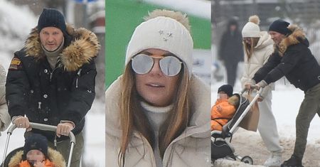 Małgorzata Rozenek i Radosław Majdan zażywają śnieżnego szaleństwa na spacerze z Heniem (ZDJĘCIA)