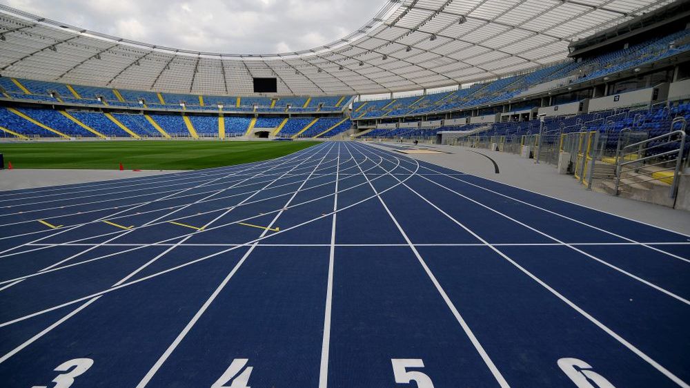 widok z bieżni Stadionu Śląskiego w Chorzowie