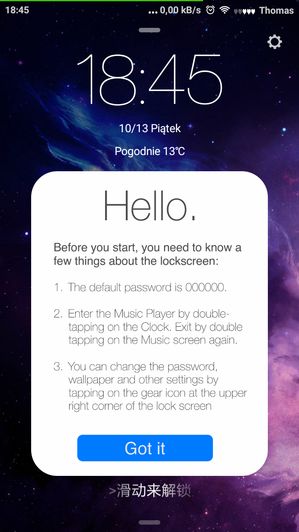 Ekran blokady - motyw MIUI 8 - iOS AfterDark