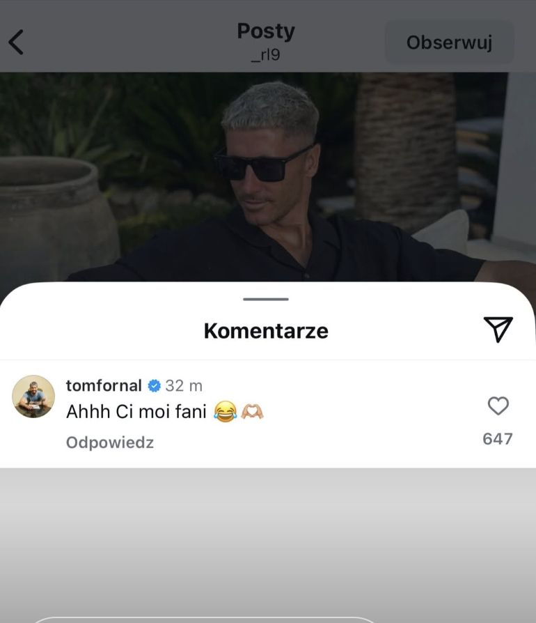 Tomasz Fornal skomentował zdjęcie "Lewego"