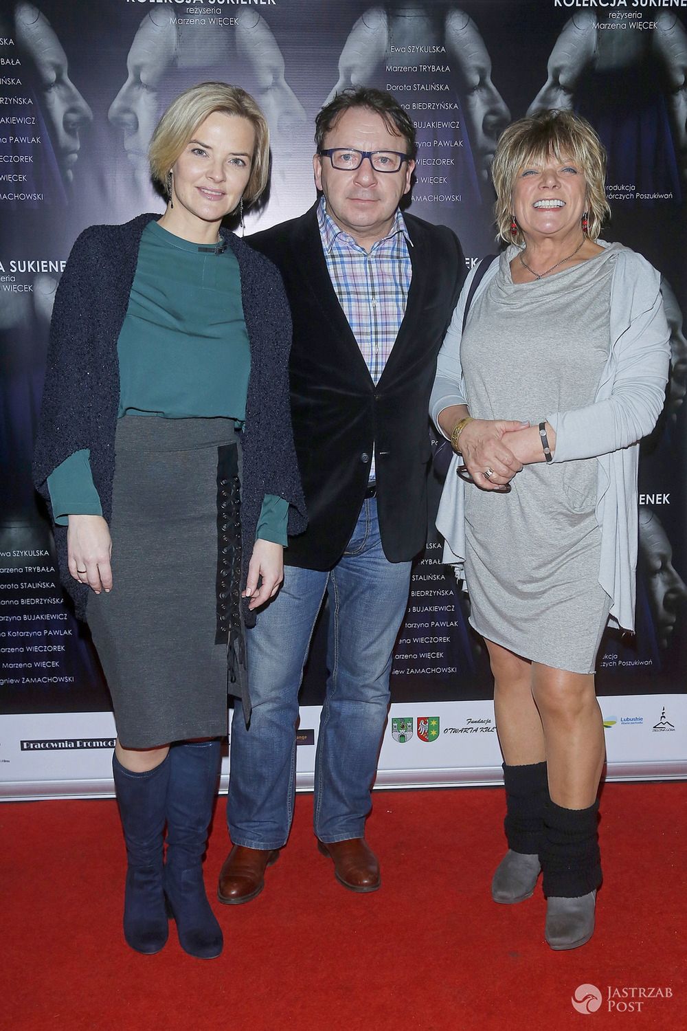 Monika Zamachowska, Zbigniew Zamachowski, Dorota Stalińska na premierze filmu ,,Kolekcja Sukienek"