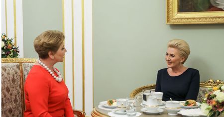 Agata Kornhauser-Duda przyjęła w pałacu Valentinę Bodrug. Klasyczna elegancja