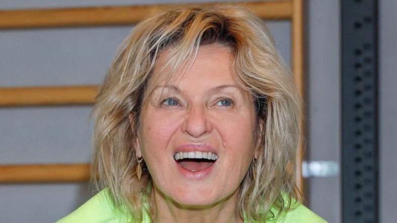 Ewa Kasprzyk ćwiczy pod okiem trenera