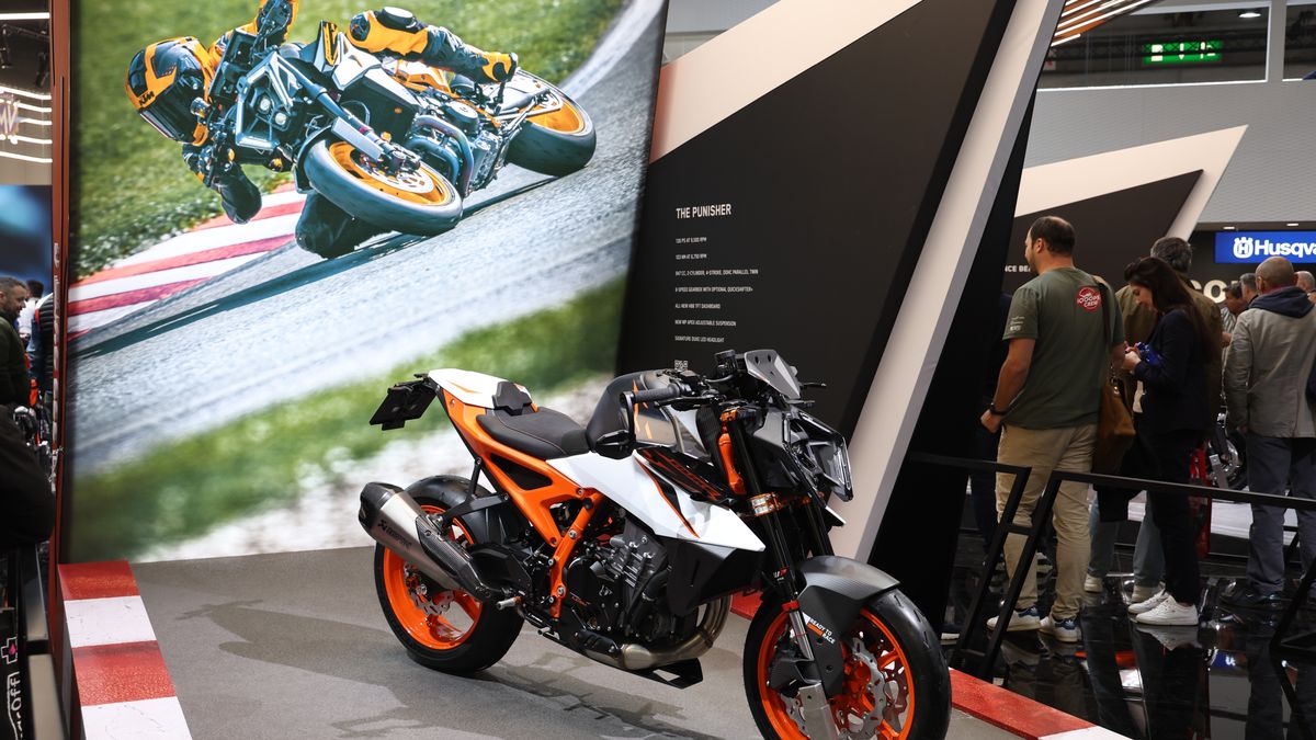 MILAN, ITALY - NOVEMBER 05: General view of the KTM stand at EICMA - The 110th International Motorcycle and Accessories Exhibition 2024 at Fiera Milano Rho on November 5, 2024, in Milan, Italy. (Photo by Pietro D'Aprano/Getty Images)