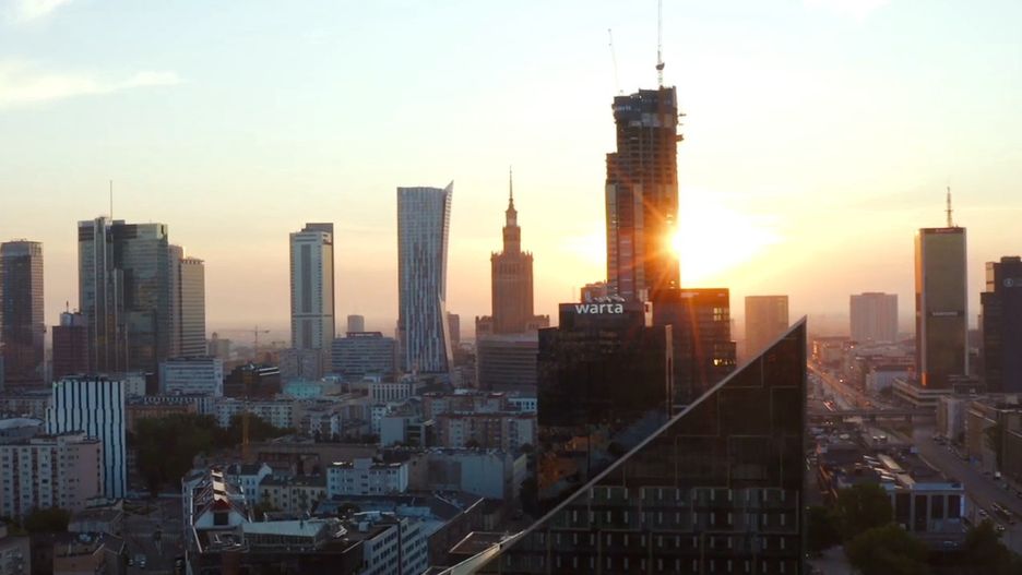 Panorama Warszawy wykonana z drona