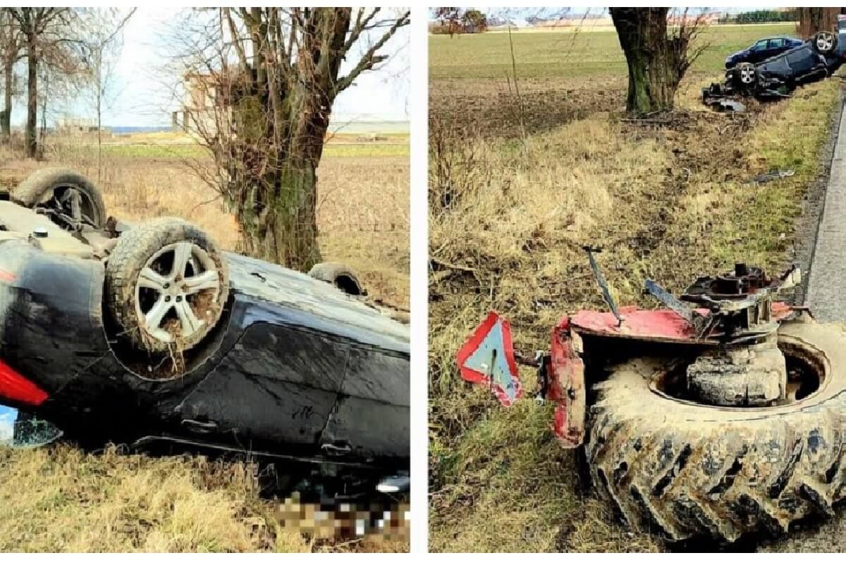 Samochód osobowy zderzył się z taktorem