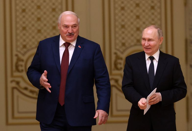 Vladimir Putin Meets Belarusian President Alexander Lukashenko In MinskMINSK, BELARUS - MAY 24 (RUSSIA OUT) Russian President Vladimir Putin (R) and Belarussian President Alexander Lukashenko (L) enter the hall during their meeting at the Palace of Independence,  on May 24, 2024, in Minsk, Belarus. Vladimir Putin is having a two-day visit to Belarus. (Photo by Contributor/Getty Images)Contributor