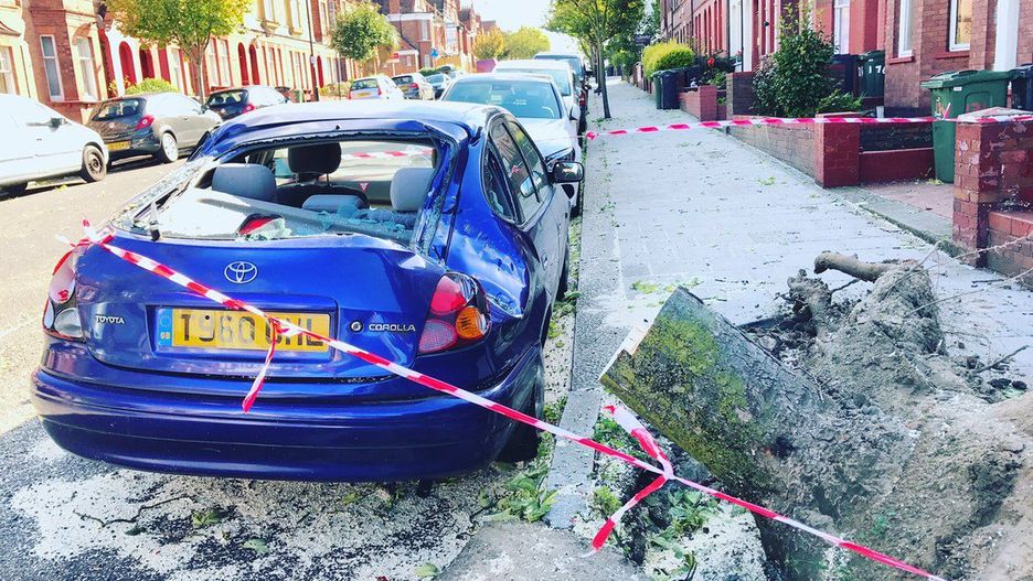 Brytyjczycy dzielą się zdjęciami zniszczeń spowodowanych silnym wiatrem.