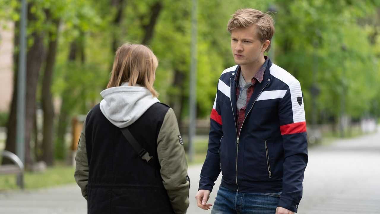 M jak miłość odcinek 1458 Katia (Joanna Jarmołowicz), Łukasz (Jakub Józefowicz)