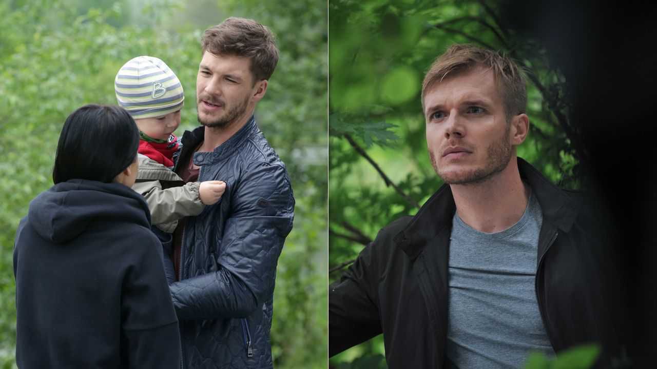 M jak miłość po wakacjach 2019, Iza (Adriana Kalska), Szymek (Staś Szczypiński), Marcin (Mikołaj Roznerski), Artur (Tomasz Ciachorowski)