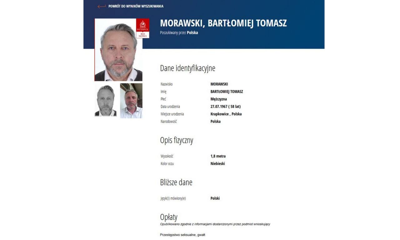 Aktor i prezenter poszukiwany czerwoną notą Interpolu