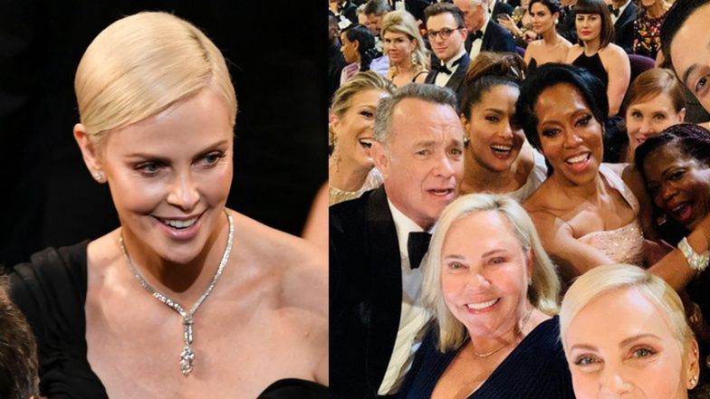 Charlize Theron chwali się OSCAROWYM SELFIE z mamą i znanymi znajomymi! (FOTO)