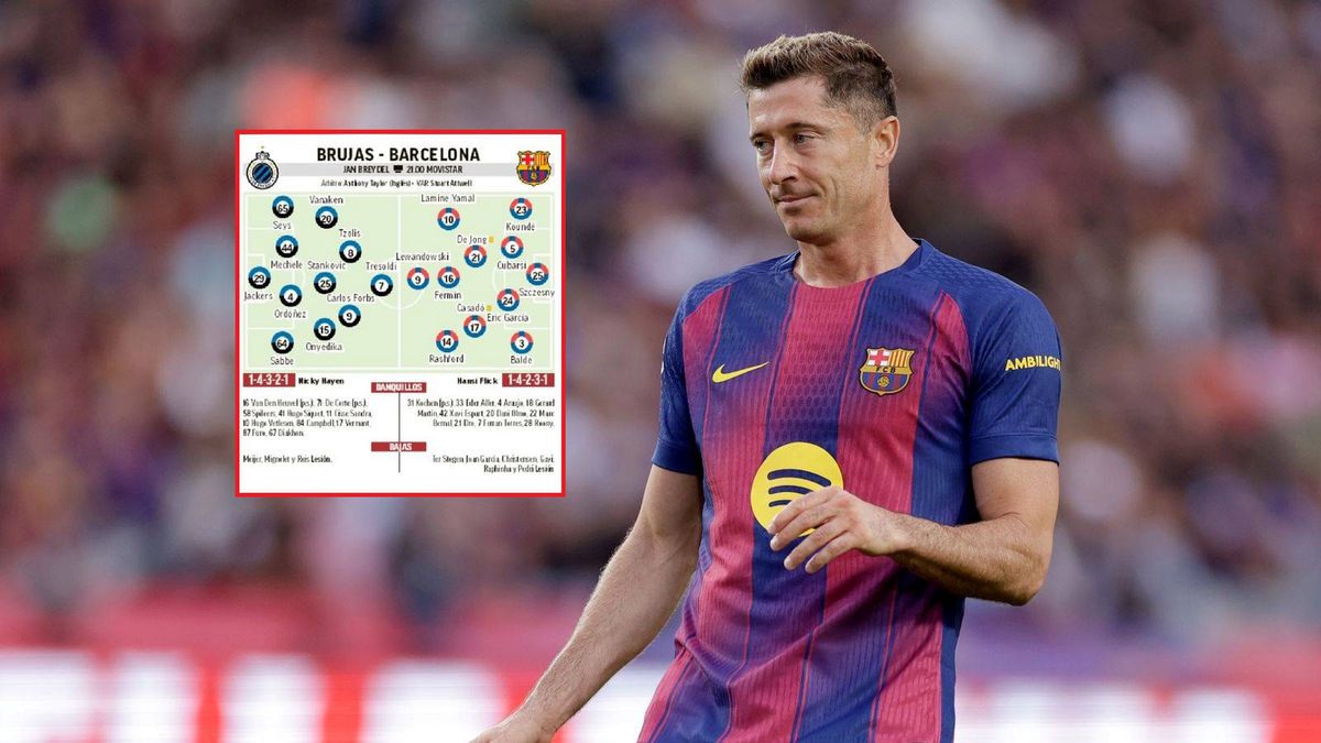 Getty Images /  David Ramirez/Soccrates/Getty Images / Na dużym zdjęciu Robert Lewandowski, na małym awizowany skład Barcelony