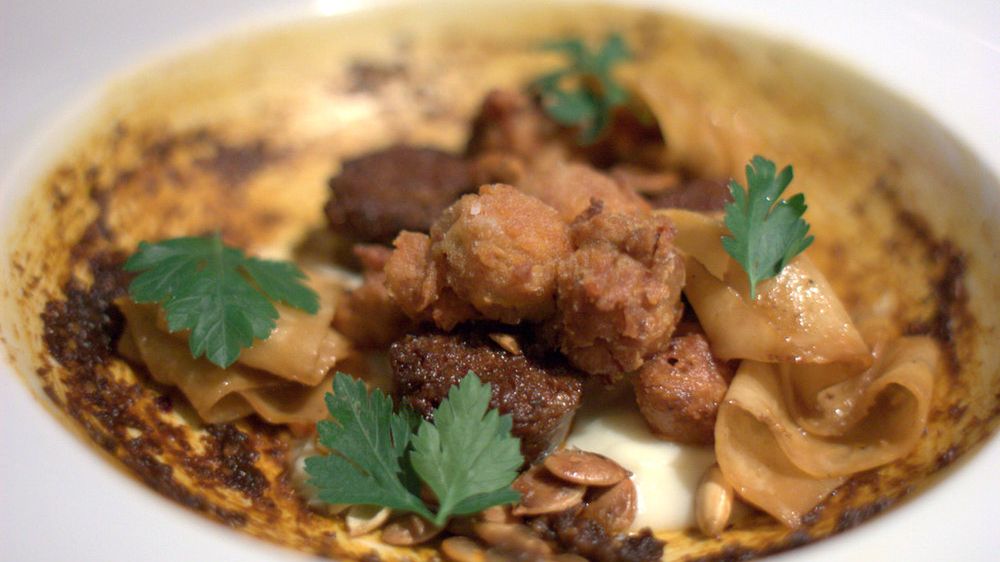 Duszona trzustka jagnięca