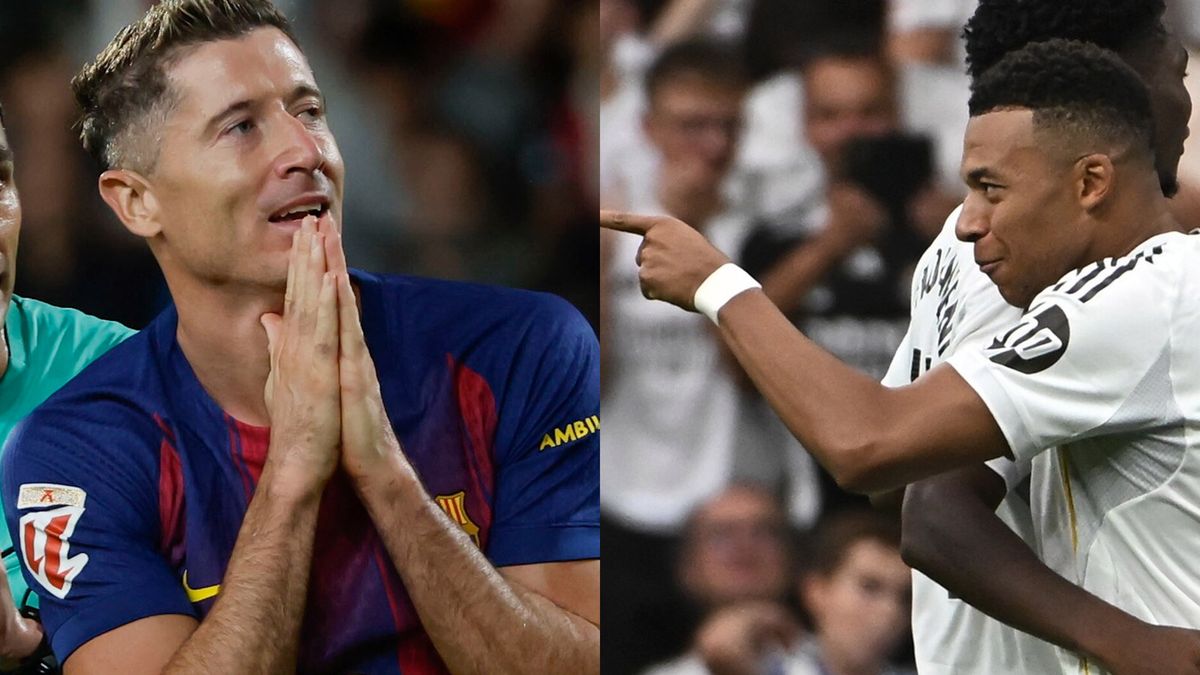 PAP/EPA / Alejandro Garcia / Fernando Villar / Na zdjęciu: Robert Lewandowski i Kylian Mbappe