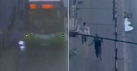 Chwile grozy w centrum Lublina. Mężczyzna wepchnął bezdomnego na jezdnię, wprost pod jadący autobus [NAGRANIE]
