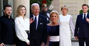 Znane pary zawitały do Pałacu Elizejskiego na uroczystą kolację: Joe i Jill Biden, Emmanuel i Brigitte Macron, państwo Zełenscy... (ZDJĘCIA)