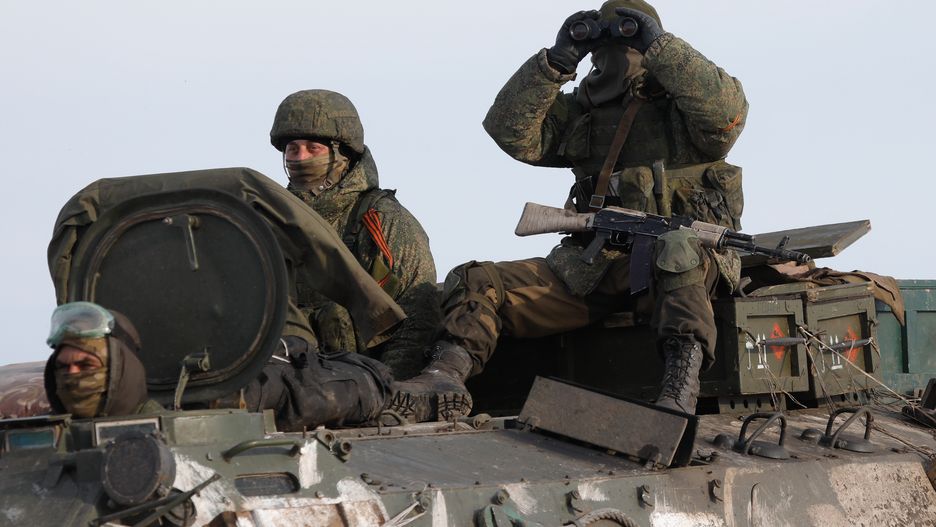 Military hardware moves across Belgorod Region, RussiaBELGOROD REGION, RUSSIA - FEBRUARY 26, 2022: Servicemen are seen near the village of Oktyabrsky, Belgorod Region, near the Russian-Ukrainian border. Early on 24 February, Russia's President Putin announced his decision to launch a special military operation after considering requests from the leaders of the Donetsk People's Republic and the Lugansk People's Republic. Anton Vergun/TASS (Photo by Anton Vergun\TASS via Getty Images)Anton Verguneast ukraine, operation